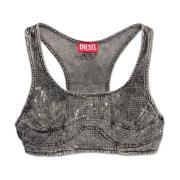 Denim crop top Diesel , Gray , Dames