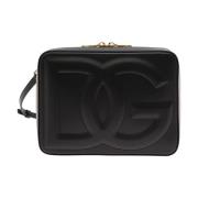 Zwarte leren schoudertas Dolce & Gabbana , Black , Dames