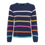 Cashmere Gestreepte Pullover Midnight Blue Melange Btfcph , Multicolor...