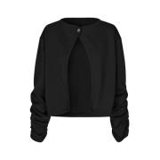 Zwarte Jersey Vest Top met Geplooide Mouwen mbyM , Black , Dames