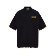 Klassieke Polo Shirt met Gouden Logo Versace Jeans Couture , Black , H...
