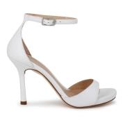 Verhoog je outfit met witleren hoge hak sandalen Unisa , White , Dames