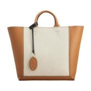 Double Up Shopping Tas in Leer en Canvas Tod's , Multicolor , Dames