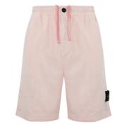 Roze Linnen Bermuda Shorts Stone Island , Pink , Heren