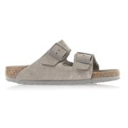 Zomer Sliders van Leer en Suède Birkenstock , Gray , Dames