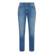 Lichtblauwe Denim 5 Zakken Boggi Milano , Blue , Heren