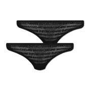 Kanten slips met logo 2-pack Emporio Armani , Black , Dames