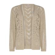 Openwork V-hals Vest Crème Skovhuus , Beige , Dames