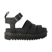 Zwarte platte sandalen met verstelbare enkelband Dr. Martens , Black ,...