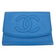 Pre-owned Leather wallets Chanel Vintage , Blue , Dames