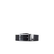 Omkeerbare Leren Riem Emporio Armani , Black , Heren