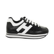 Casual Stijl Leren Sneakers met Gedurfde 4cm Zool Hogan , Black , Dame...