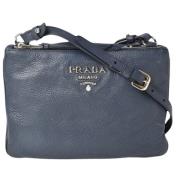 Pre-owned Leather clutches Prada Vintage , Blue , Dames