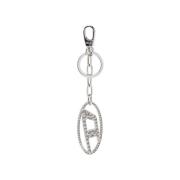 Metal Oval D keyring with crystals Diesel , Gray , Dames