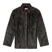 Treated leather jacket with raw edges Diesel , Black , Heren