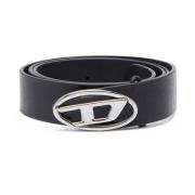 Reversible leather belt with Oval D logo Diesel , Black , Heren