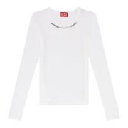Long-sleeve top with chain necklace Diesel , White , Dames