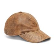 Baseball cap in treated leather Diesel , Brown , Heren