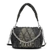 Charm-D Shoulder M - Shoulder bag in quilted denim Diesel , Black , Da...