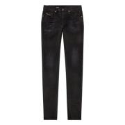 Zwarte Slim Jeans - Essentiële Stijl Diesel , Black , Heren