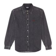 Denim Overhemd met Essentiële Details Diesel , Gray , Heren