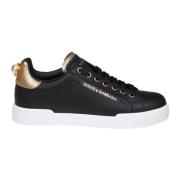 Portofino Nappa Leren Sneakers Dolce & Gabbana , Black , Dames