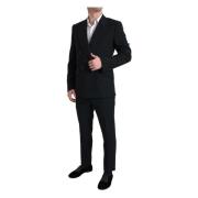 Zwart Double Breasted Sicilia Suit Dolce & Gabbana , Black , Heren