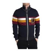 Blauwe Heraldic Full Zip Sweater Dolce & Gabbana , Multicolor , Heren