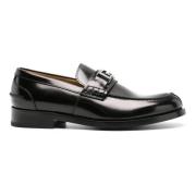 Zwarte platte schoenen met Greca-hardware Versace , Black , Heren