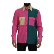 Multicolor Patchwork Zijden Overhemd Dolce & Gabbana , Multicolor , He...