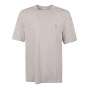 Grijze Katoenen T-Shirt met Geborduurd Logo Brunello Cucinelli , Gray ...