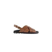 Bruine leren gekruiste band sandalen Tod's , Brown , Dames