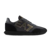 Zwarte Casual Textiel Sneakers met 3cm Rubberen Zool Emporio Armani EA...
