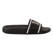 Dames Leren Sliders - Zwart Dolce & Gabbana , Black , Dames