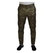 Zwarte Gouden Jacquard Jurkbroek Dolce & Gabbana , Multicolor , Heren