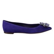 Paarse Suède Kristal Loafers Flats Dolce & Gabbana , Purple , Dames