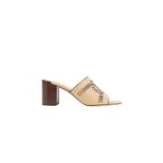 Beige leren muiltjes met hakken Tod's , Beige , Dames