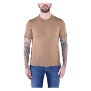 Bruin Katoenen Ronde Hals T-shirt Blauer , Beige , Heren