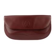 Pre-owned Leather clutches Cartier Vintage , Red , Dames