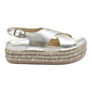 Metallic Sleehak Sandalen Champagne Paloma Barceló , Beige , Dames