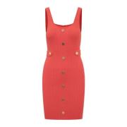 Snap Mini Scoop Gebreide Jurk Michael Kors , Red , Dames