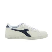 Blauwe Lage Top Gewaxte Sneakers Diadora , White , Heren