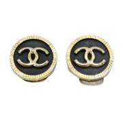 Pre-owned Metal earrings Chanel Vintage , Black , Dames