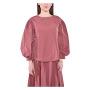 Zeus Taffeta Blouse met Pofmouwen Max Mara Weekend , Brown , Dames