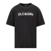 Korte Mouw Ronde Hals T-shirt Dolce & Gabbana , Black , Heren