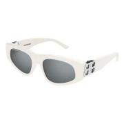 Ovale Vintage Zonnebril Zilver Spiegel Balenciaga , White , Dames