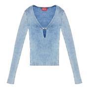 Cut-out top in indigo cotton knit Diesel , Blue , Dames
