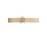 Gladleren riem met Fly gesp Patrizia Pepe , Beige , Dames