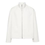 Witte Katoenen Jas met Logo Achterkant Jil Sander , White , Heren