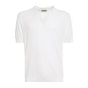 Witte Katoenen Poloshirt V-Hals John Smedley , White , Heren